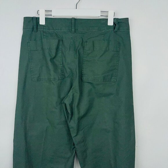 A New Day Wide-Leg Green Cotton-Blend Trousers With Back Pockets - Picture 6 of 12